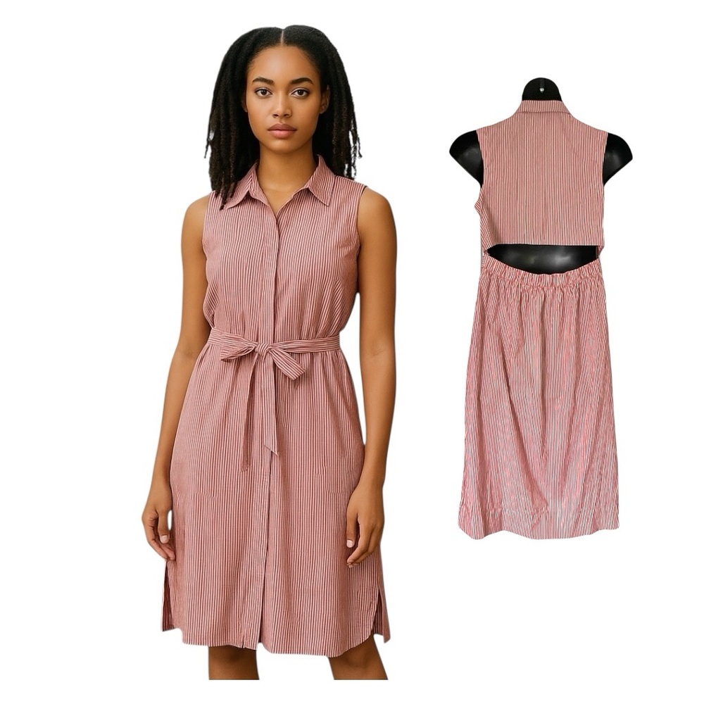 Mossimo Red White Stripe Dress‎ M Women Sleeveless Cut out back Summer Party